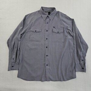 Rocawear Houndstooth Lightweight Flannel Shirt Men's XL Black Long Sleeve EUC LN